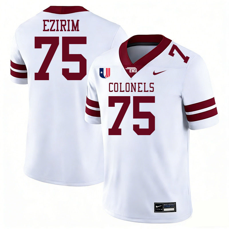 Eastern Kentucky Colonels #75 Josiah Ezirim College Football Jerseys,Uniforms Stitched-White Eastern Kentucky Colonels #75 Josiah Ezirim College Football Jerseys,Uniforms Stitched-White